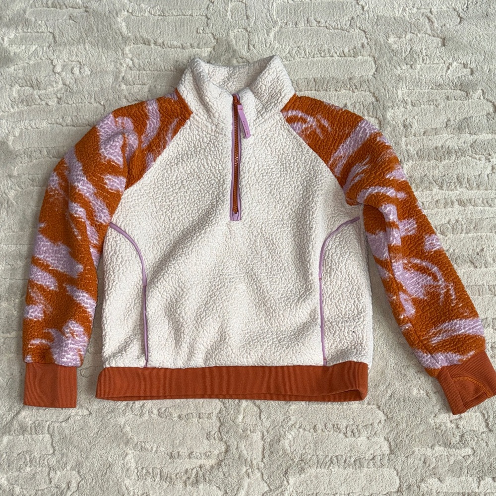 Athleta Girl So Snug Sherpa Printed Half Zip Pullover 7
